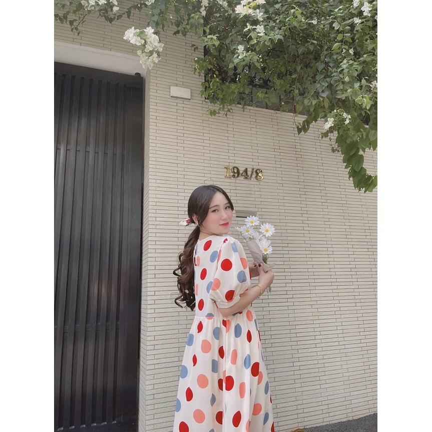 Đầm babydoll họa tiết chấm bi dễ thương cho nàng đi chơi