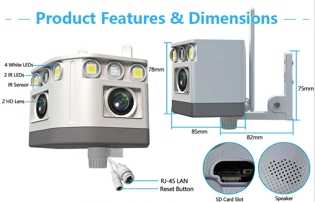 Camera Wifi IPC360 Home Dual Lens PJ-09 , góc đôi siêu rộng (Hàng nhập khẩu)