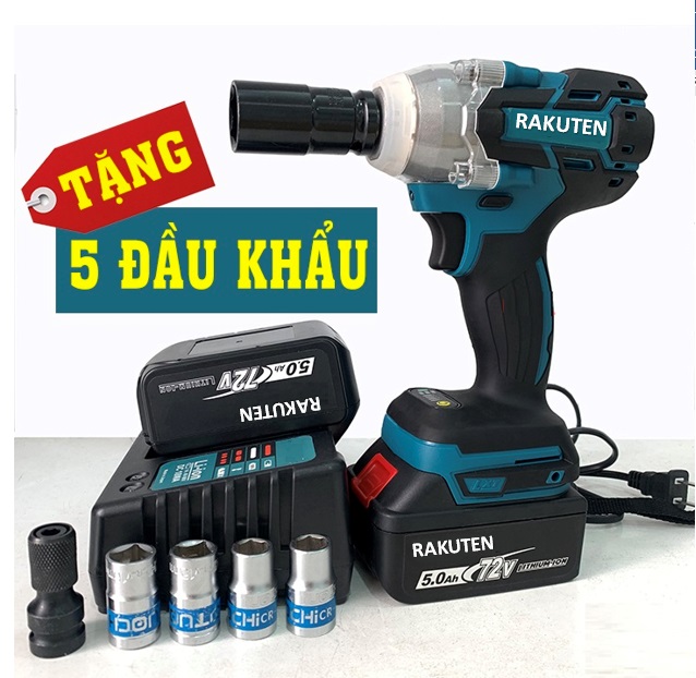 Máy siết bulong RAKUTEN 72V tặng đầu chuyển thành máy bắn tôn.máy bắt vít