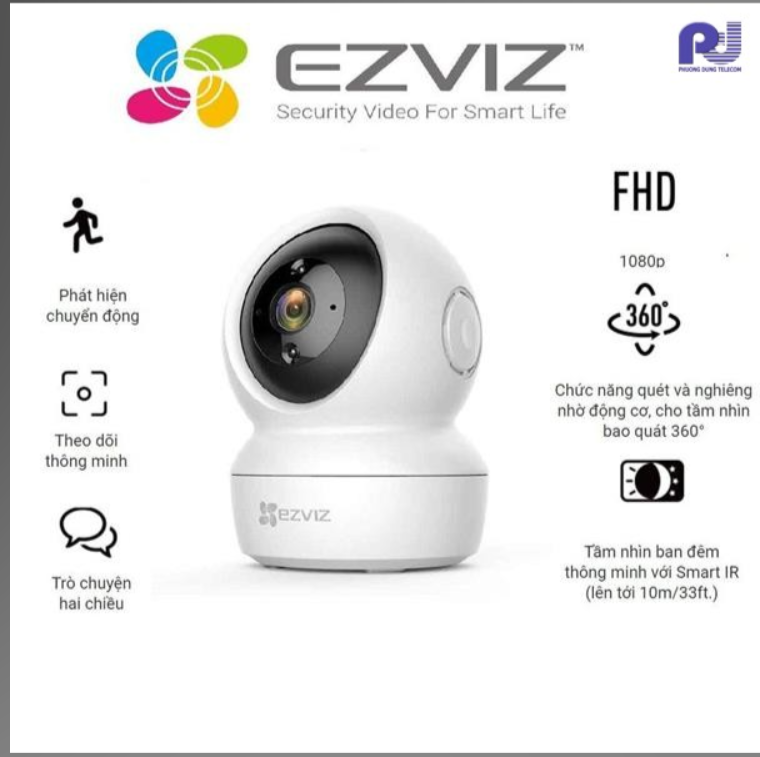 Camera IP Wifi 360 Độ 2.0MP Ezviz CS-TY1-B0-1G2WF (TY1 1080P)-hàng chính hãng