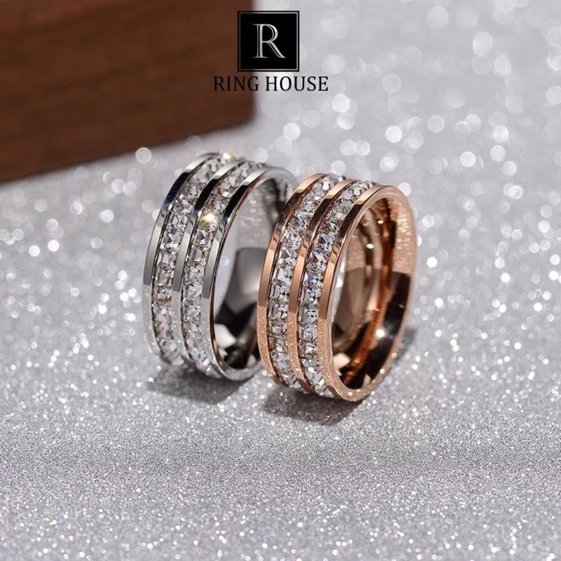 Nhẫn Titan Cho Cặp Đôi Nam Nữ Không Đen Rỉ Gỉ Đính Đá Zircon Thời Trang CK Carti Sáng Đẹp Ring House