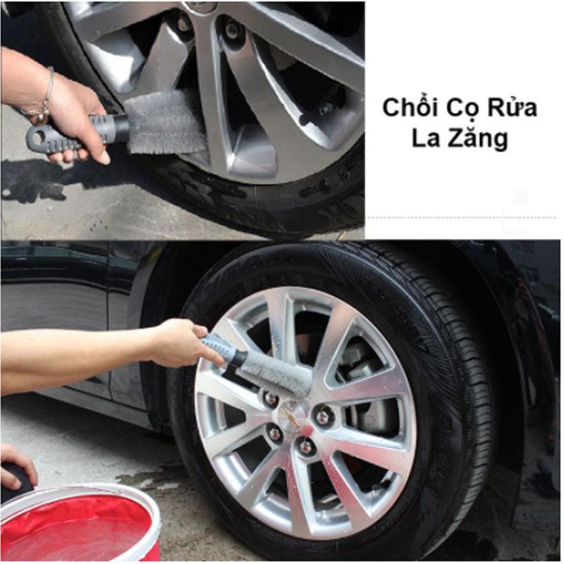 Chổi Cọ Rửa Lốp Và Lazăng Xe Ô Tô – Xe Hơi Cán Cao Su Chắc Chắn, Lông Sợi Cước Bền, Bàn Chải Rửa Vệ Sinh Lốp Vành Ô Tô