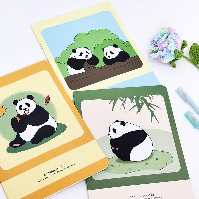 Tập Học Sinh Chống Lóa Fluffy Panda - Miền Bắc - 4 Ô Ly - 48 Trang 100gsm - The Sun 03