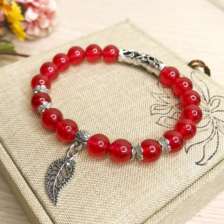 - Vòng phong thủy - Vòng tay nữ mã não Đỏ 8 li V316-08- Vòng phong thủy hợp mệnh Thổ