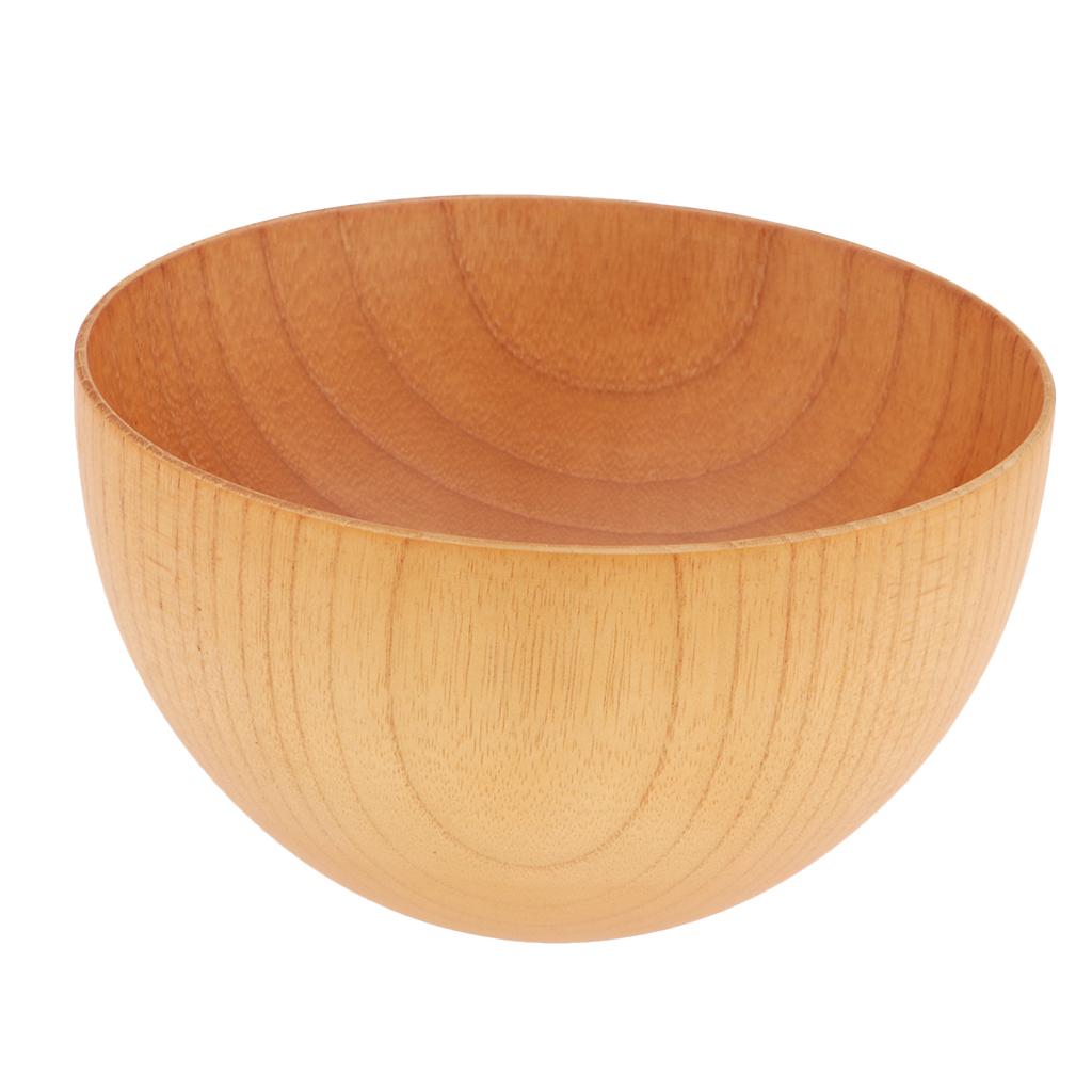 Round Wooden Cereal Bowl Food Container Camping Dinner Lunch Tableware