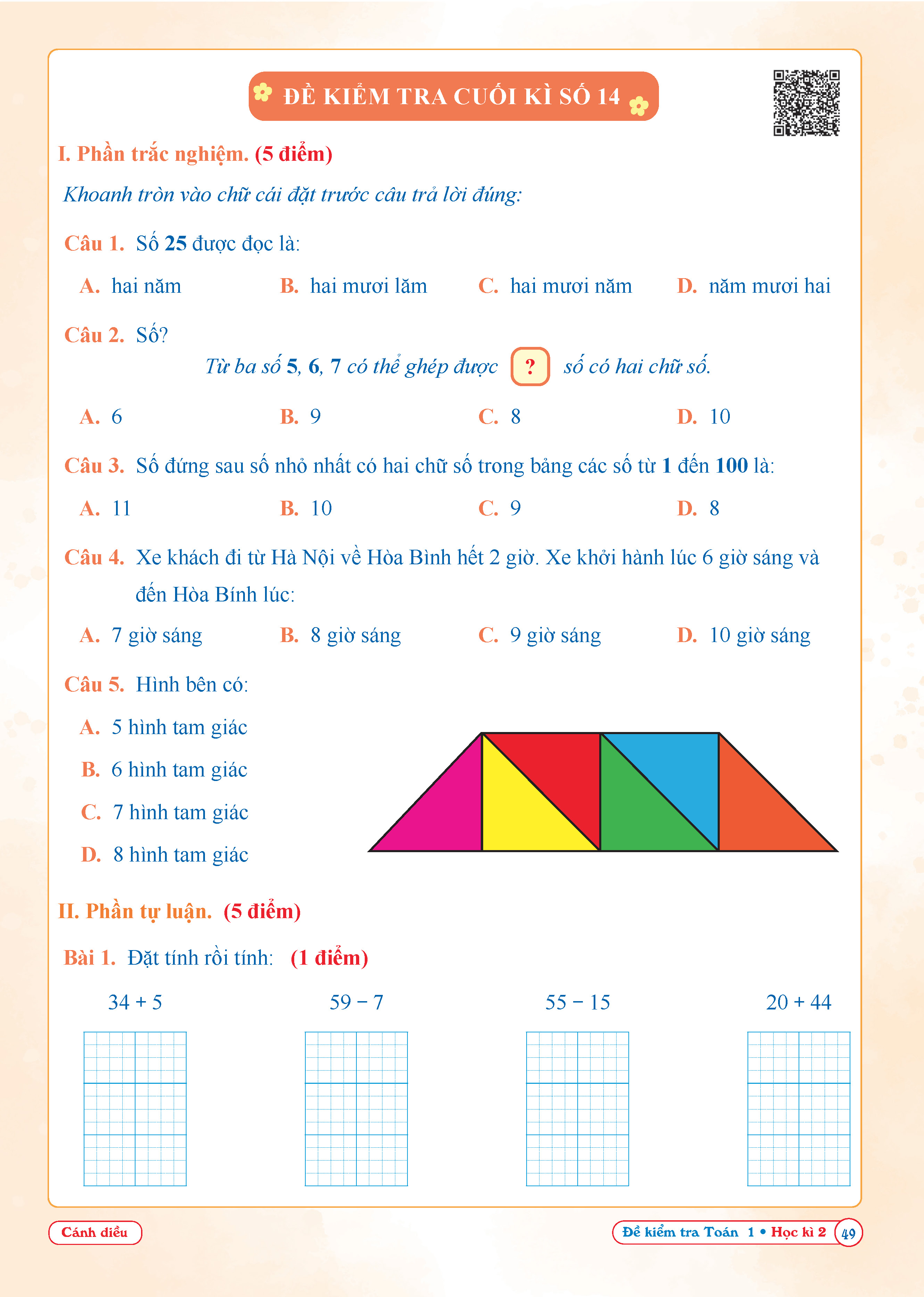 Combo Đề Kiểm Tra Toán, Tiếng Việt Lớp 1 - Cánh Diều (Tự Chọn Sách)