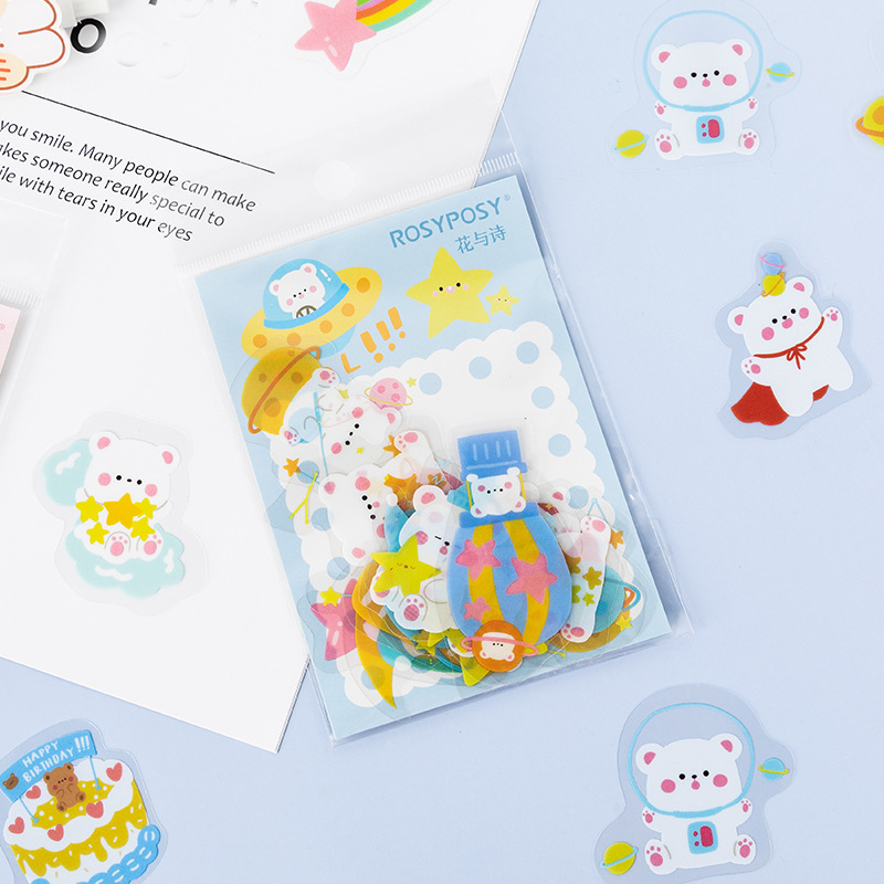 Gói Sticker 40 miếng dán - Rosy Posy Ngọt Ngào - Gói nhãn dán trang trí sổ tay bullet journal - M454