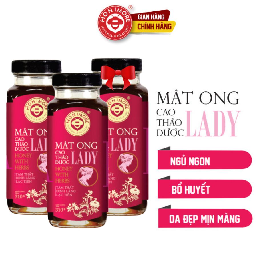 Combo 2 chai Mật ong cao thảo dược Lady 310G - ngủ ngon, bổ máu, đẹp da
