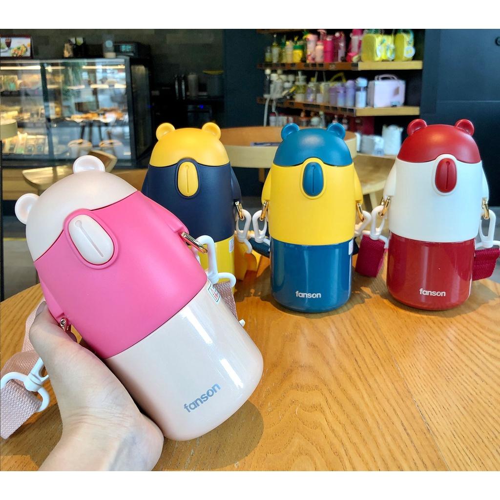 Bình giữ nhiệt gấu Fanson cao cấp 450ml có nắp làm cốc tiện dụng