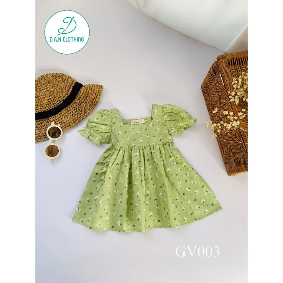 Váy bé gái cổ vuông hoa nhí thưa