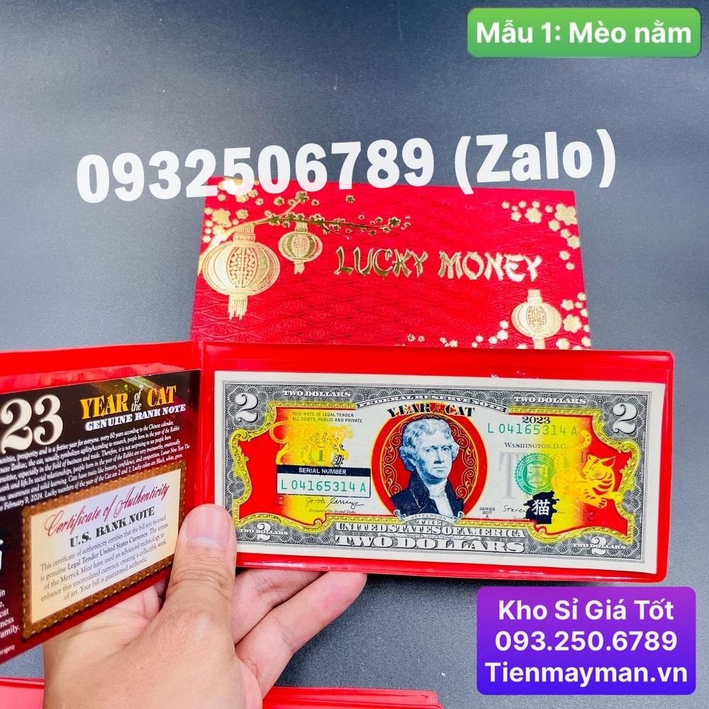 Tiền Lì Xì Tết 2023  - Tờ 2 Đô Hình Mèo Vàng của Bộ Tài Chính Mỹ phát hành [MÈO NẰM], Lì Xì Tết - NELI