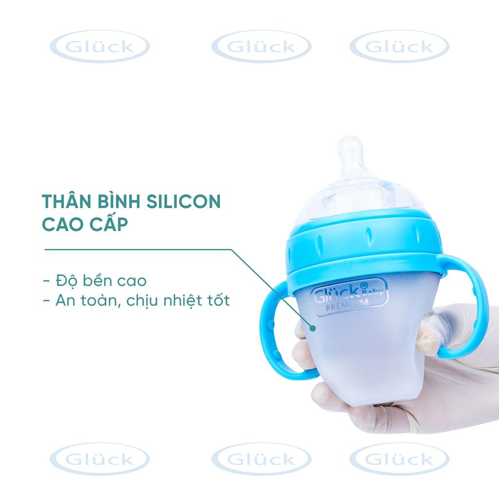 Bình sữa cho bé Silicon Premium có tay cầm 150ml GB150, 240ml GB240 Gluck Official