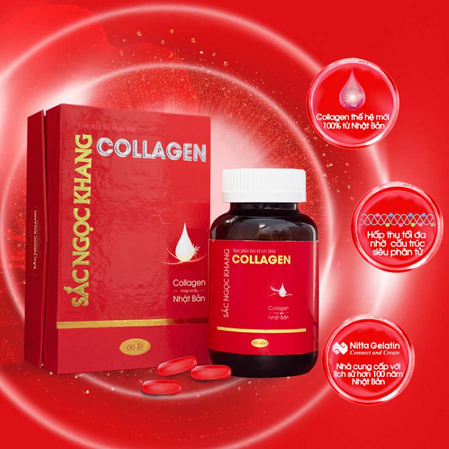 Collagen Sắc Ngọc Khang thế hệ mới 100% từ Nhật Bản [Hộp 60 viên]