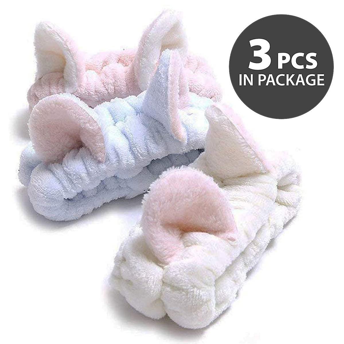 3 PCS Tai Tai băng đô - Dễ thương Make Up Cat Headband mềm mại, bộ dụng cụ đầu vải
