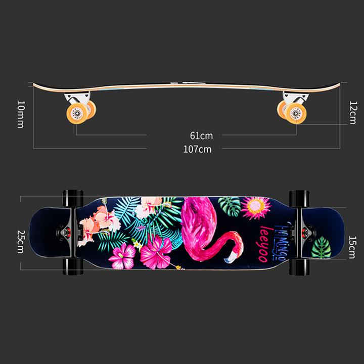 Ván Trượt Dài Mặt Nhám Dance LongBoard Cỡ Lớn cho Nữ, Kích Thước107cm, Gỗ ép 7 Lớp  (Giao Màu Ngẫu Nhiên)