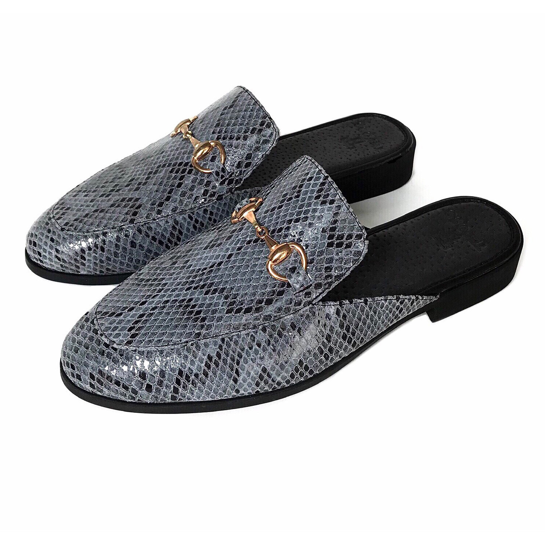 Giày Sục Nam Da Bò In Vân Da Rắn Mules Shoes TEFOSS HTSPECIAL Size 37 - 43
