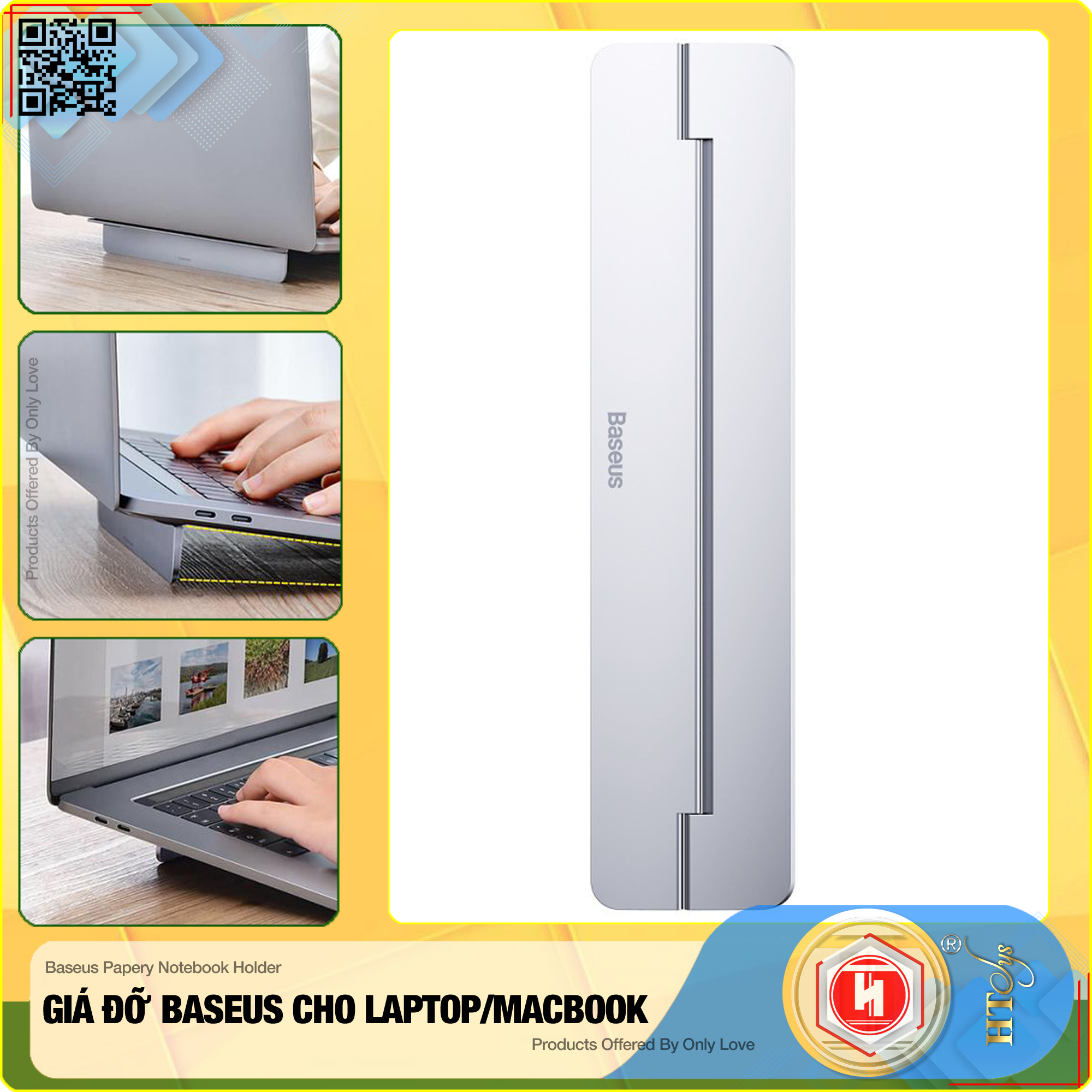 Đế tản nhiệt dạng xếp, siêu mỏng Baseus Papery Notebook Holder dùng cho cho Macbook/ Laptop