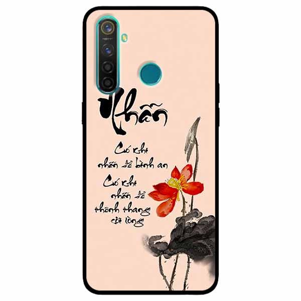 Ốp lưng in cho Realme 5, Realme 5s, Realme 5i Mẫu Thư Pháp Nhẫn Nền Hồng