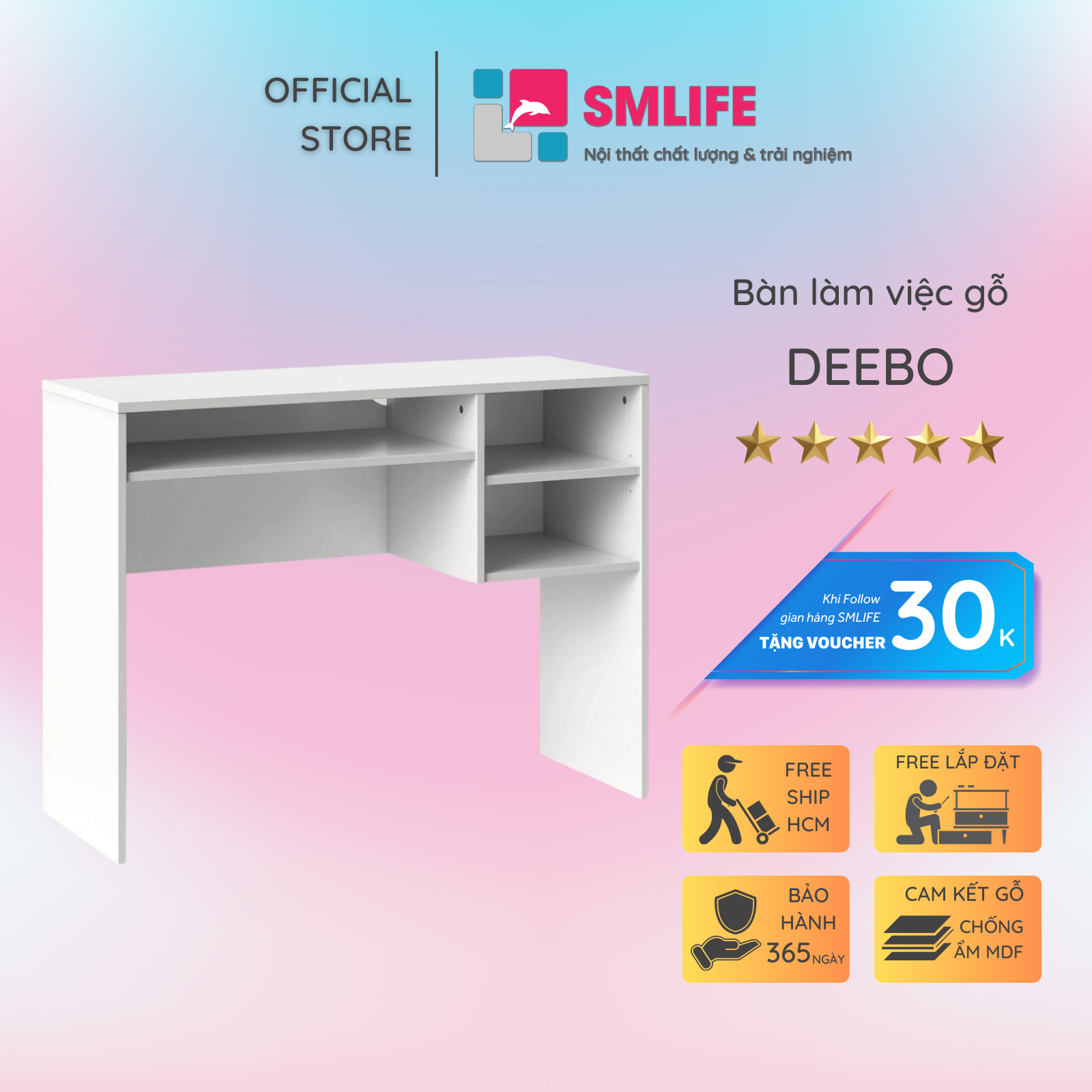 Bàn Học Cho Bé Phong Cách Hiện Đại SMLIFE Deebo