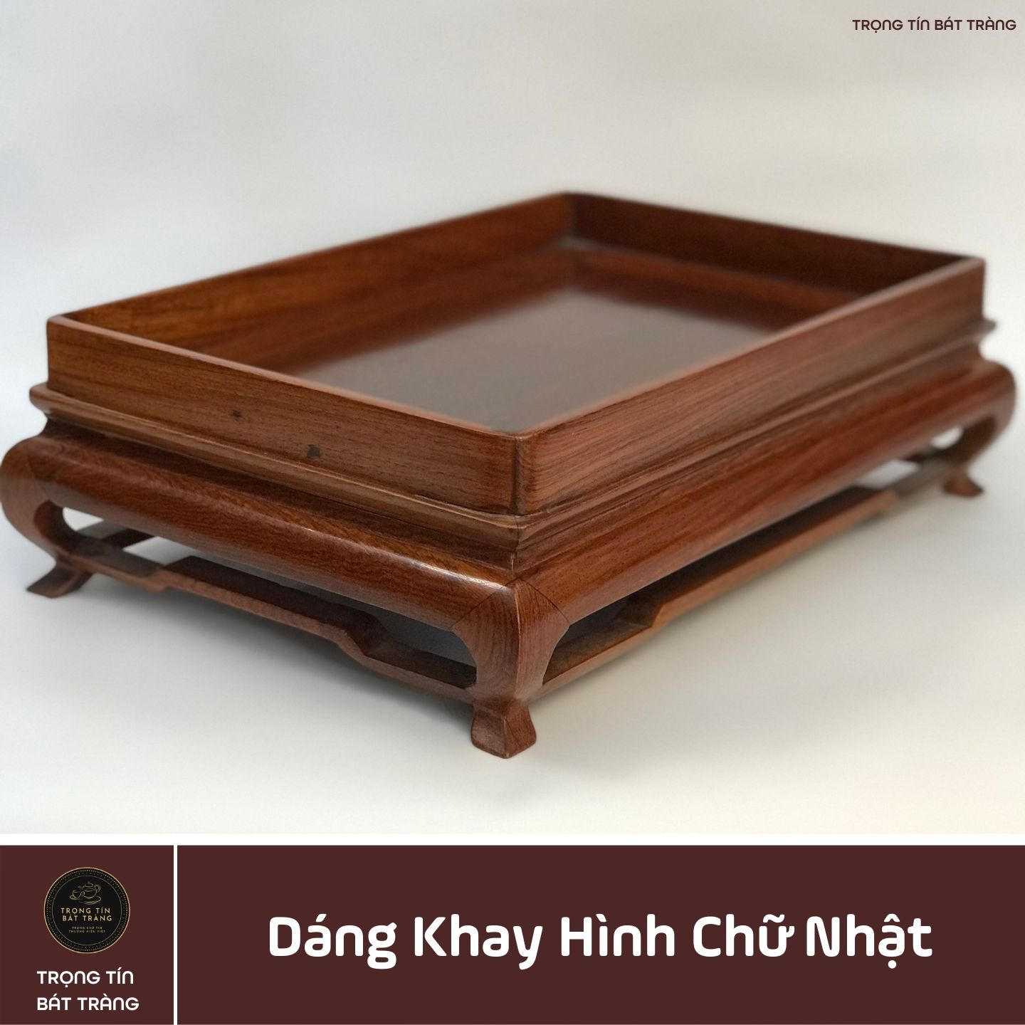 Khay Trà Gỗ Hương Hình Chữ Nhật Kích Thước 38*26*11,5 cm KT 83