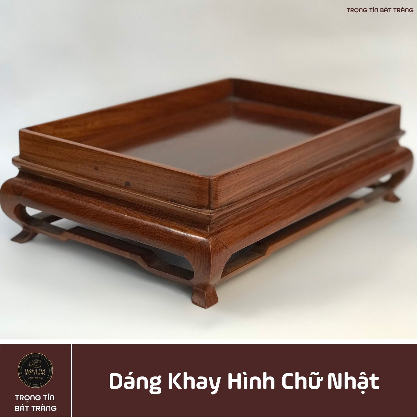 Khay Trà Gỗ Hương Hình Chữ Nhật  Kích Thước 38*26*11,5 cm KT 83