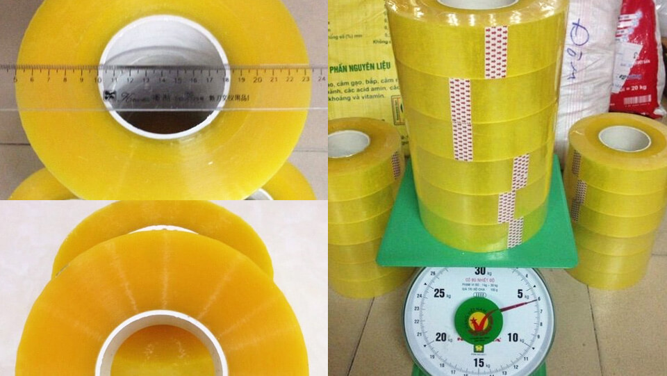 Băng dính ( băng keo) cuộn lớn 1kg (Lõi 2.4mm) cuộn lõi nhựa siêu mỏng