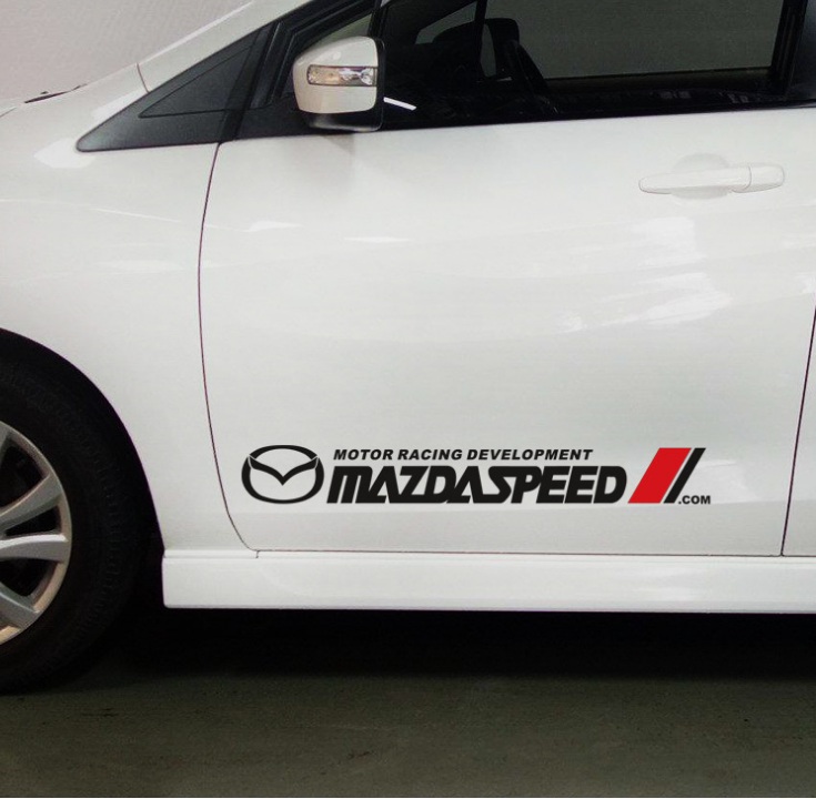Bộ 2 tem dán cửa xe ô tô Mazdaspeed 01