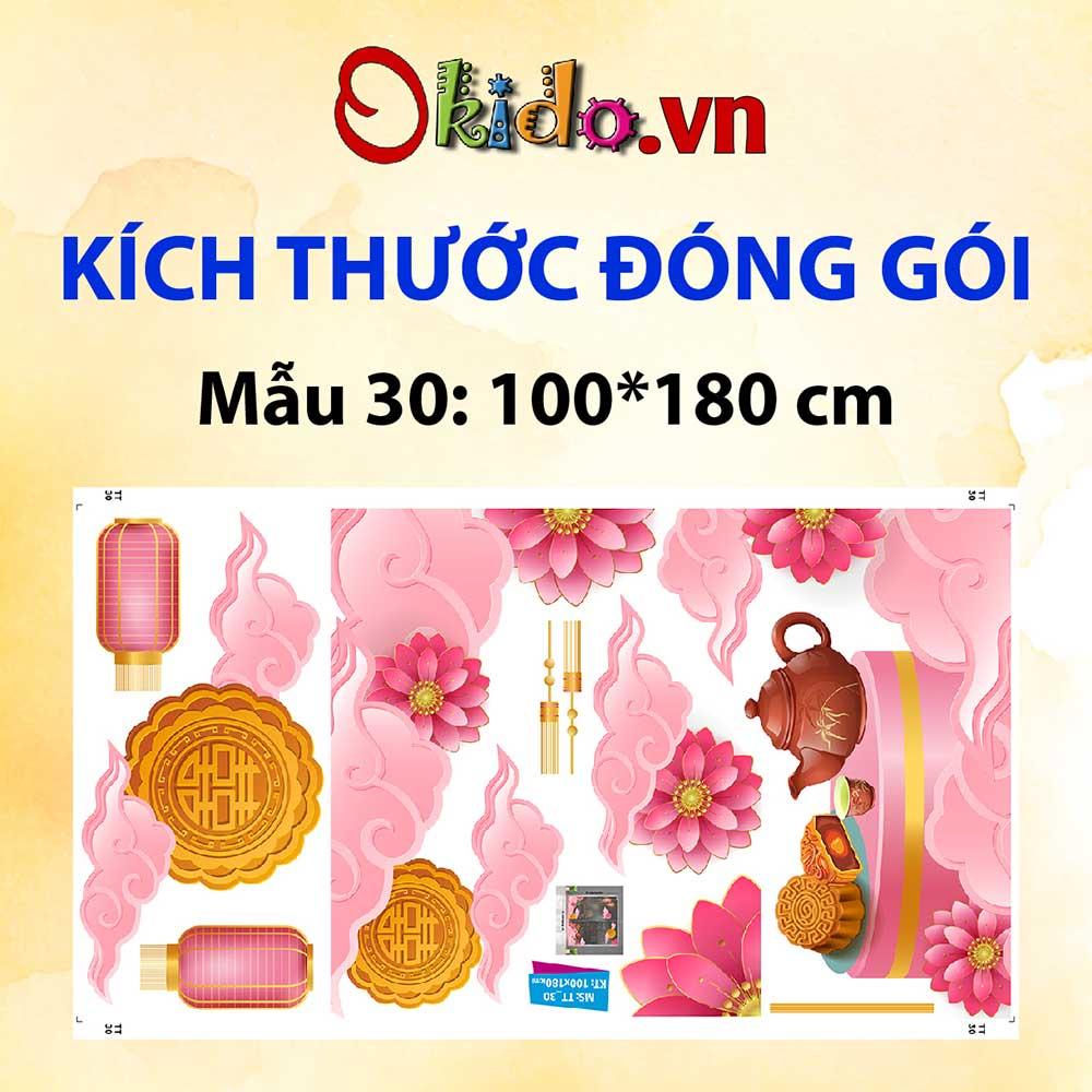 DECAL TRANG TRÍ TẾT TRUNG THU 2021 BÉ VUI CHƠI LỒNG ĐÈN ĐÓN TRĂNG