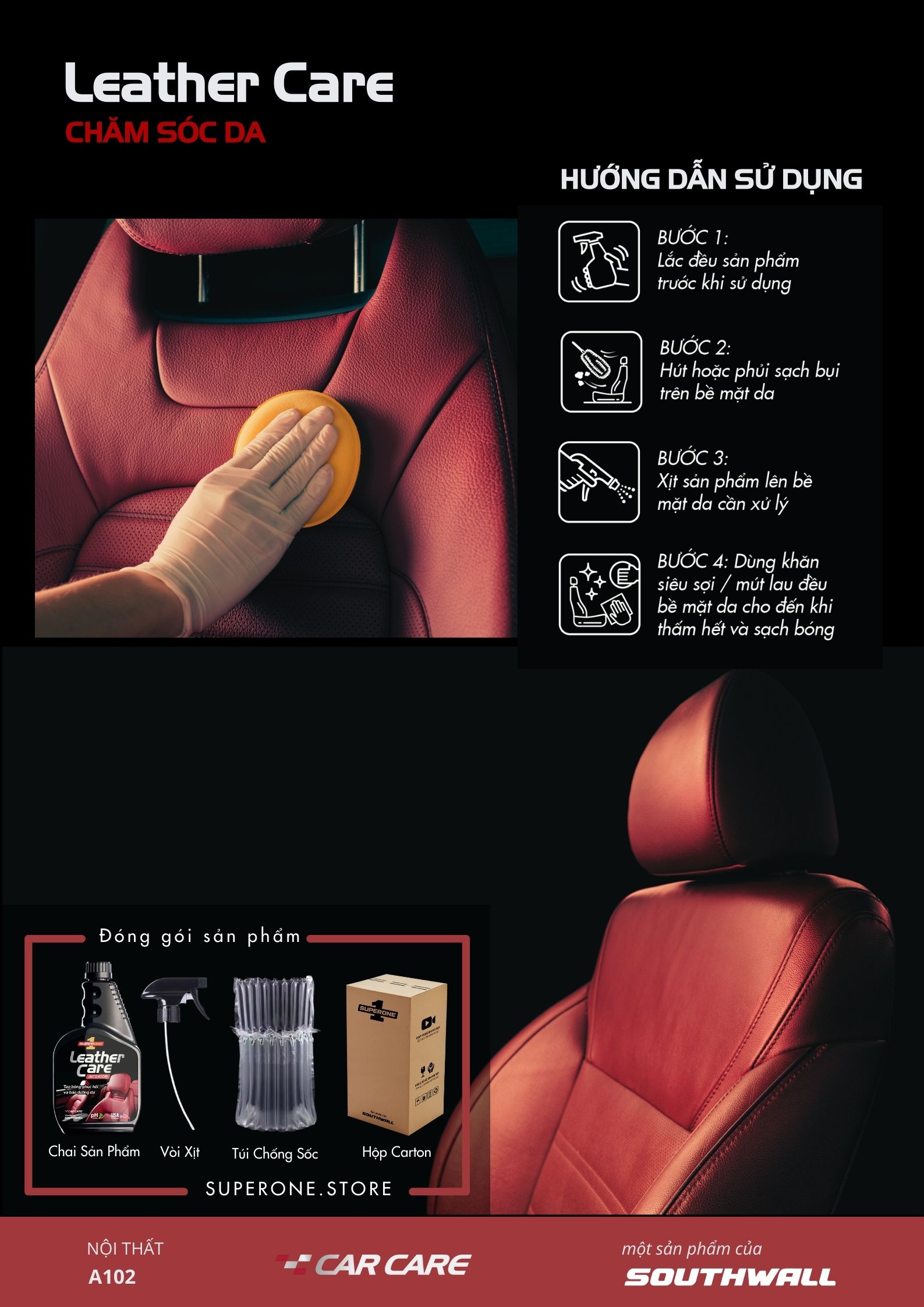 Dung Dịch Chăm Sóc Da Nội Thất SUPERONE Leather Care - Interior SOUTHWALL A102