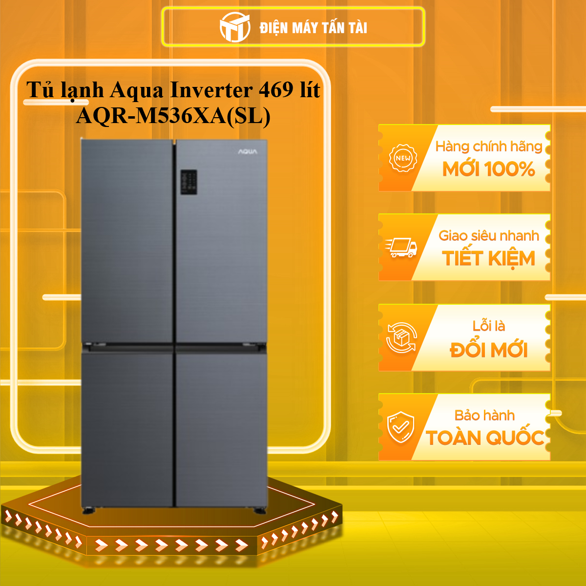 Tủ lạnh Aqua Inverter 469 lít Multi Door AQR-M536XA(SL) - Hàng chính hãng - Chỉ giao HCM