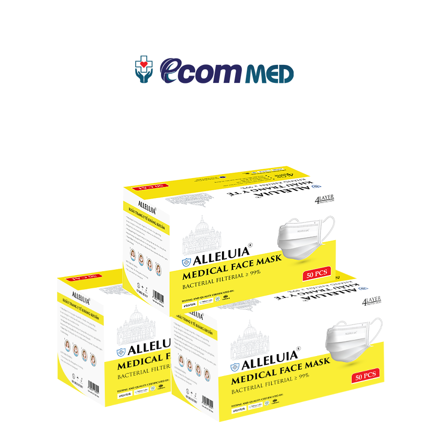 Combo 3 hộp Khẩu Trang y tế Alleluia 4 Lớp Kháng Khuẩn 99%