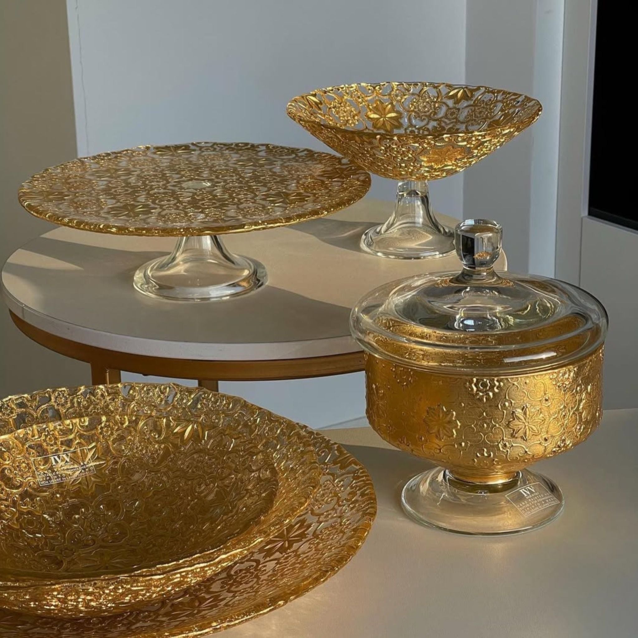 Hũ kẹo IVV Arabesque Gold Leaf 20cm hàng chính hãng