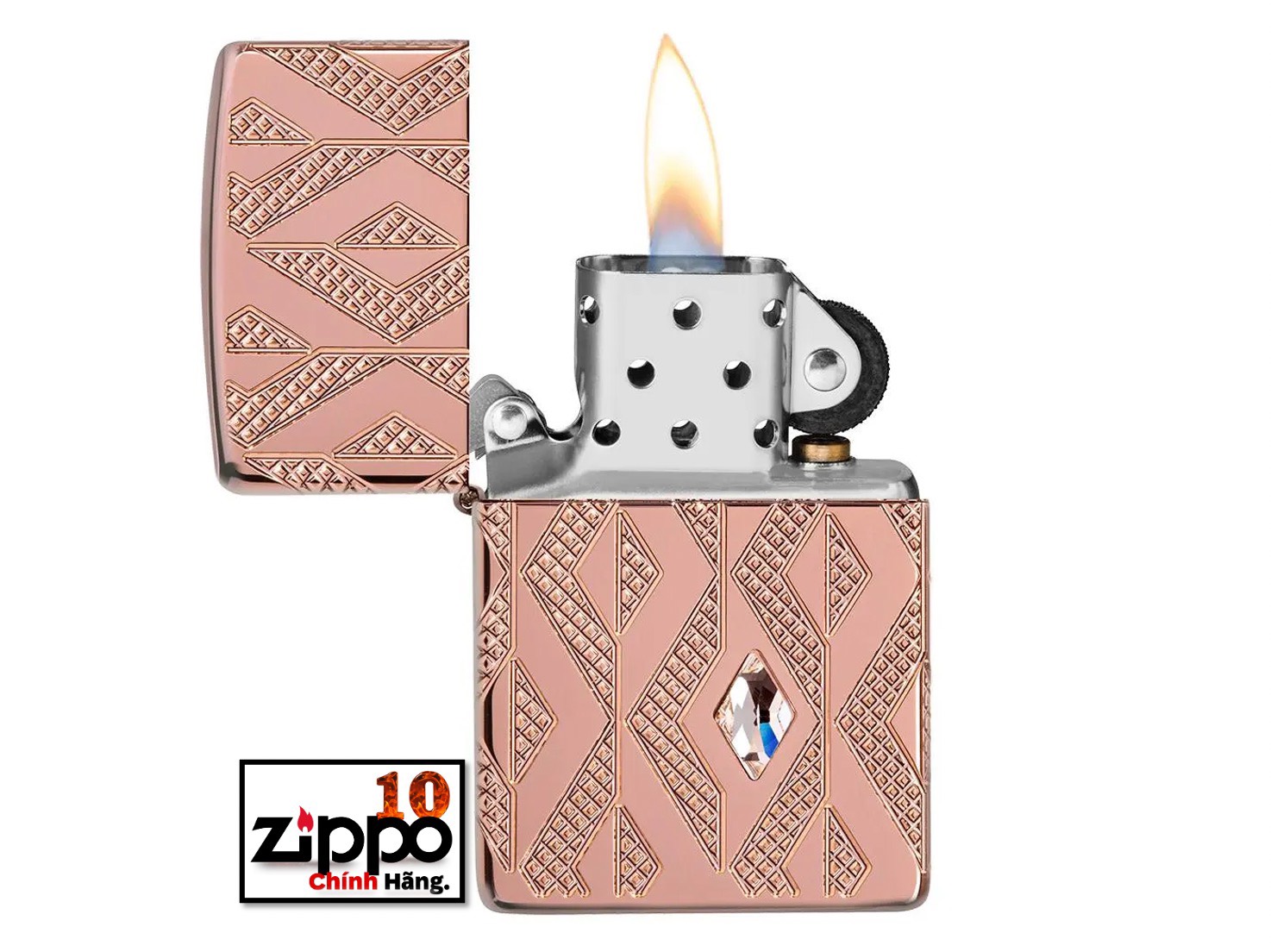 Bật lửa ZIPPO 49702 Armor Geometric Diamond Pattern Design - Chính hãng 100%