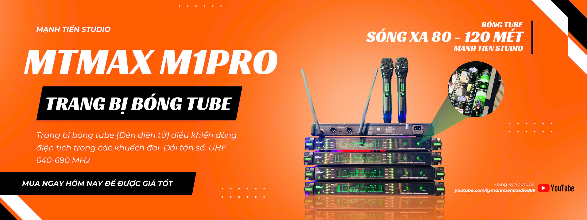 Micro Bóng Tube Cao Cấp MTMAX M1Pro, Bắt Sóng Xa Đến 120 Mét Tần Số UHF Cực Cao UHF 640-690 MHz Cùng Công Nghệ Cảm Biến Tự Ngắt Hiện Đại, Thiết Kế Sang Trọng Khi Setup Mọi Không Gian . HÀNG CHÍNH HÃNG
