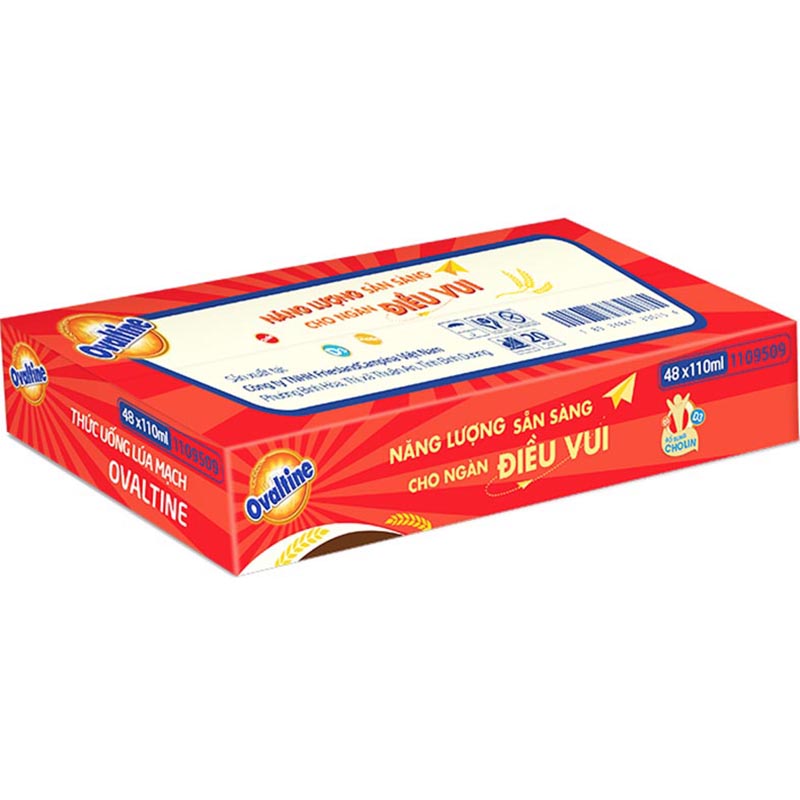 Thùng 12 lốc thức uống lúa mạch hương vị sô-cô-la Ovaltine PRO 110ML x 4 công thức mới