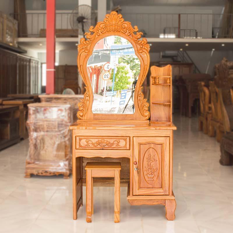 Bàn trang điểm -bàn phấn siêu đẹp gỗ gõ ngang 80cm