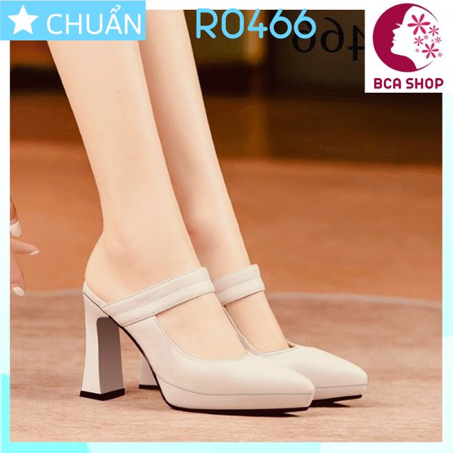 Giày cao gót nữ 8p RO466 ROSATA tại BCASHOP bít mũi, hở gót, gót trụ cùng màu thân - màu trắng kem