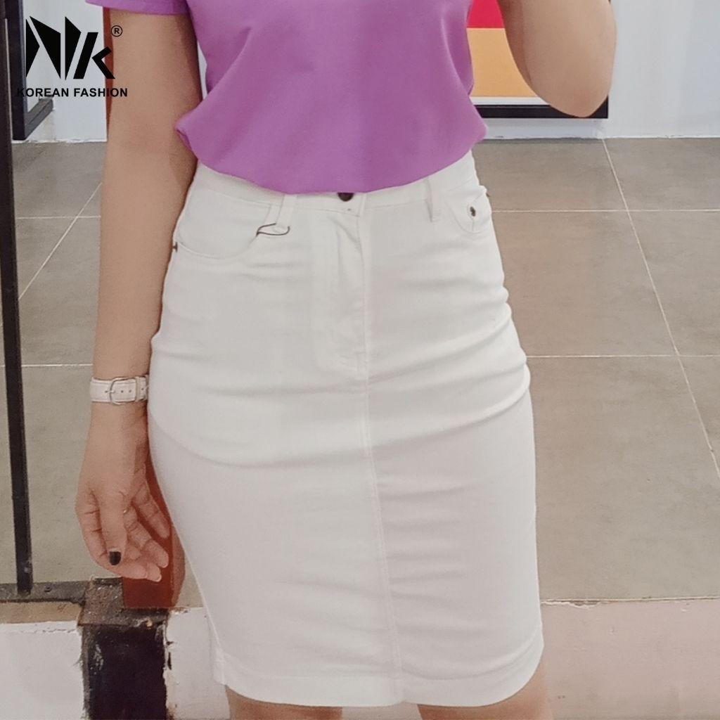 Chân Váy Thiết Kế Công Sở NK FASHION Dáng Ôm Cạp Cúc Basic, Vải Jeans Nhập Hàn Mềm Mịn, Cao Cấp NKFCV2101007