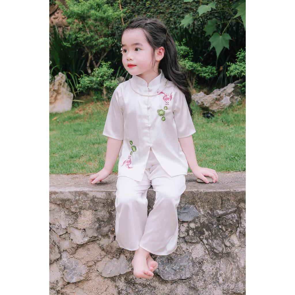 Đồ Lam Đi Chùa Cho Bé Mẫu Cá Ngọc Xinh Xắn