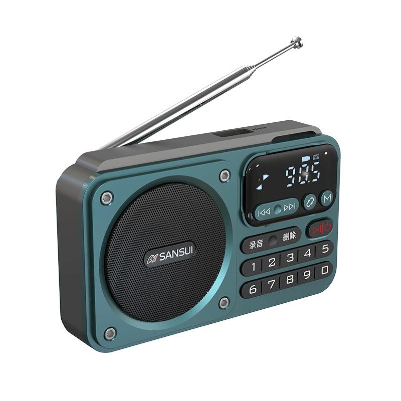 Parlantes Bluetooth F28 Vintage Loa Không Dây Di Động Âm Thanh Nổi Loa Siêu Trầm Mini Người Cao Tuổi Cắm Máy Nghe Nhạc Đồng Hồ Đồng Hồ Báo Thức Âm Nhạc Color: F22 green