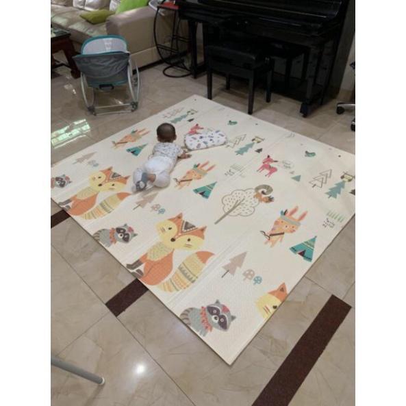 Thảm Xốp Thảm Trải Sàn XPE Phủ Silicon 2 Mặt Cho Bé Siêu Êm