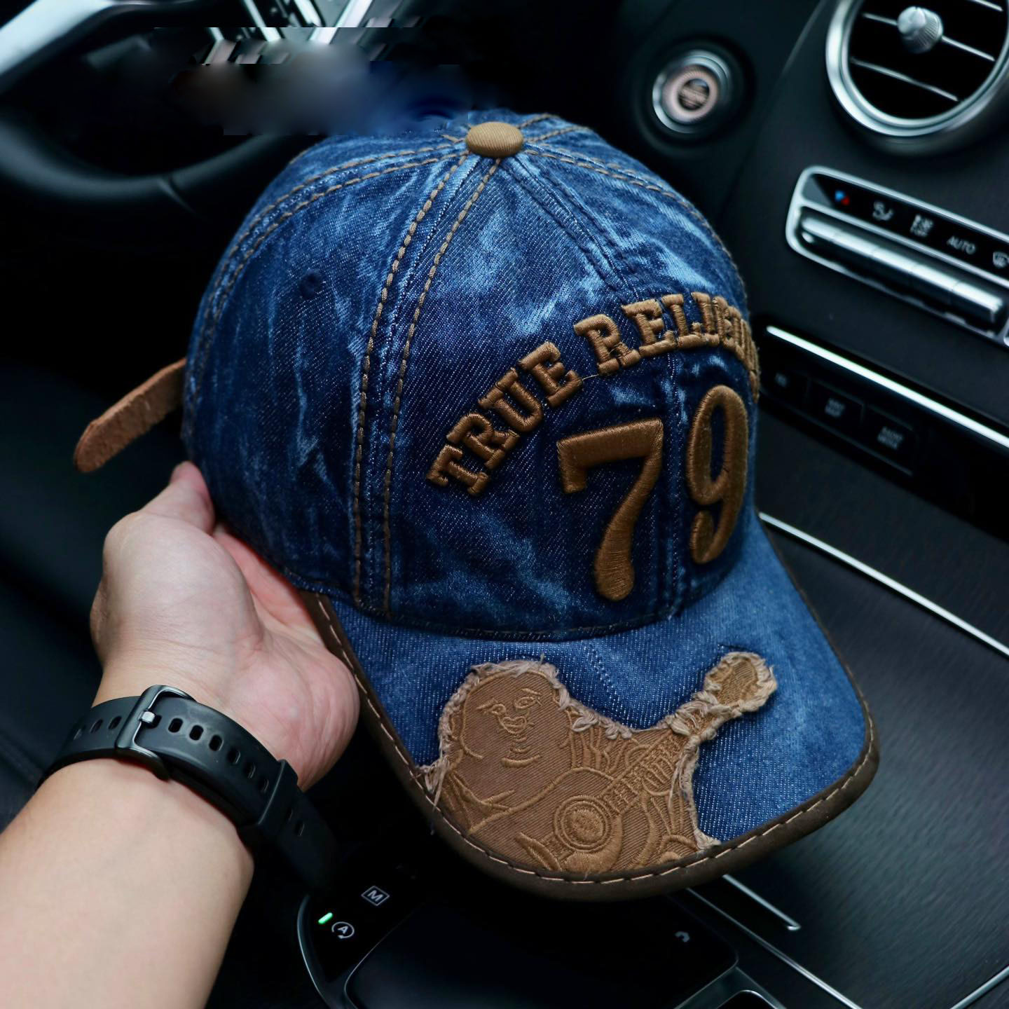 Nón kết, mũ lưỡi trai Ông Địa đàn 79 phối vải jeans form đẹp thời trang đường phố