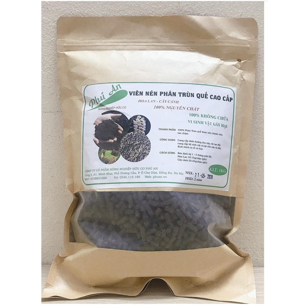 10 Túi Viên Nén Phân Trùn Quế Cao Cấp Hoa Lan - Cây Cảnh, 100% Nguyên Chất, 100% Không Chứa Vi Sinh Vật Gây Hại, Khối Lượng: 1kg/Túi