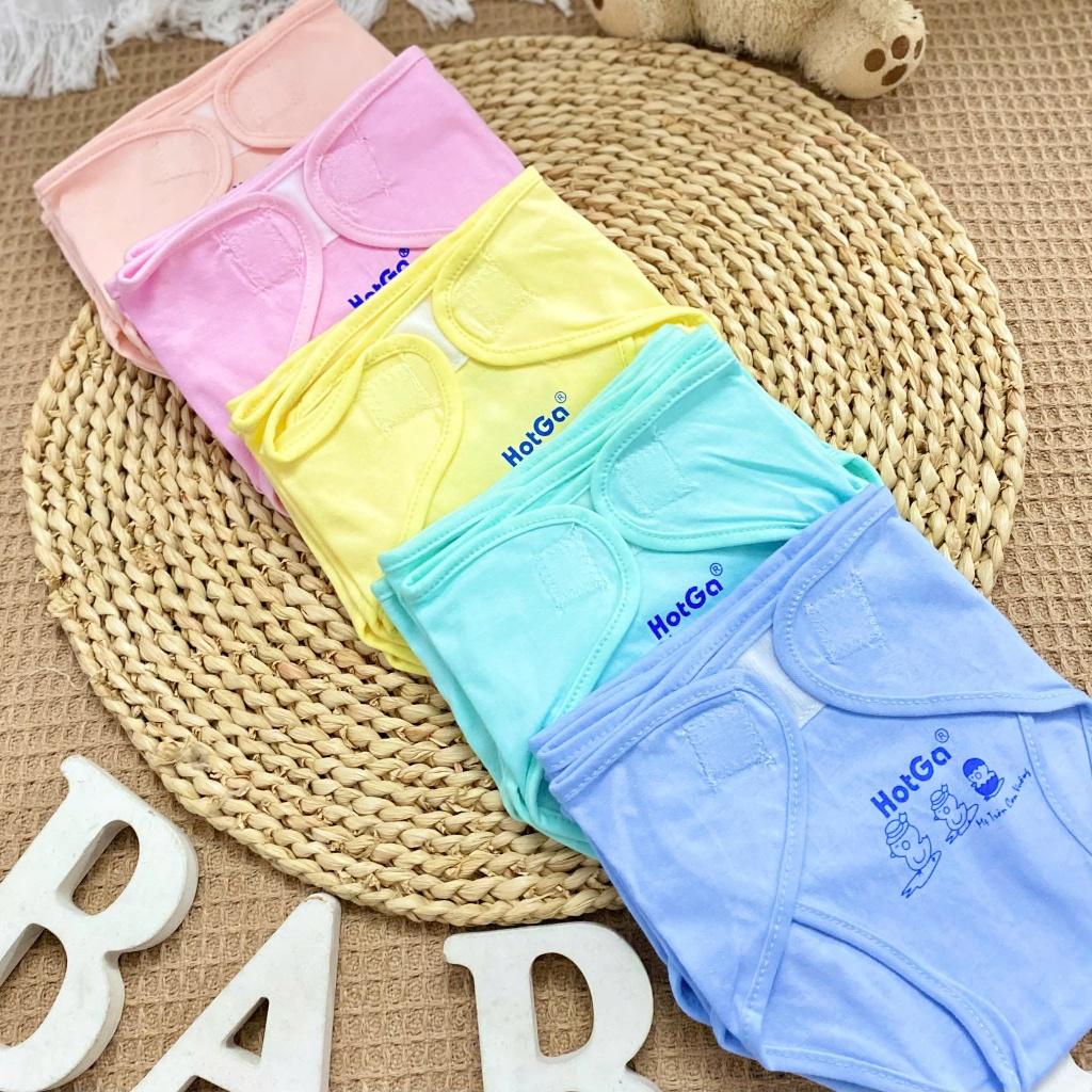 (3-8kg) Set 5 Tả Vải Dán Cotton Màu Cho Bé Sơ Sinh - HotGa - Set 5 - VÀNG