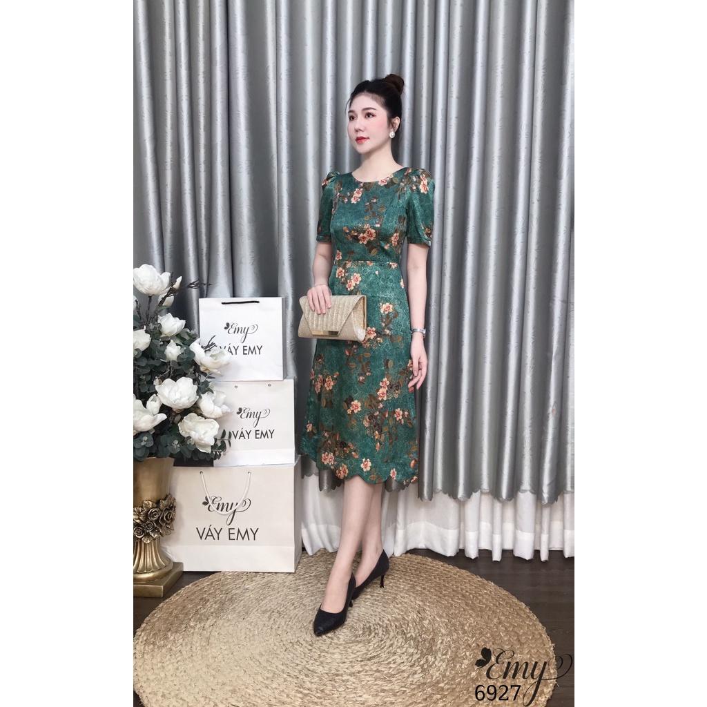 Đầm EMY EM6927 Xoè Lụa Xanh