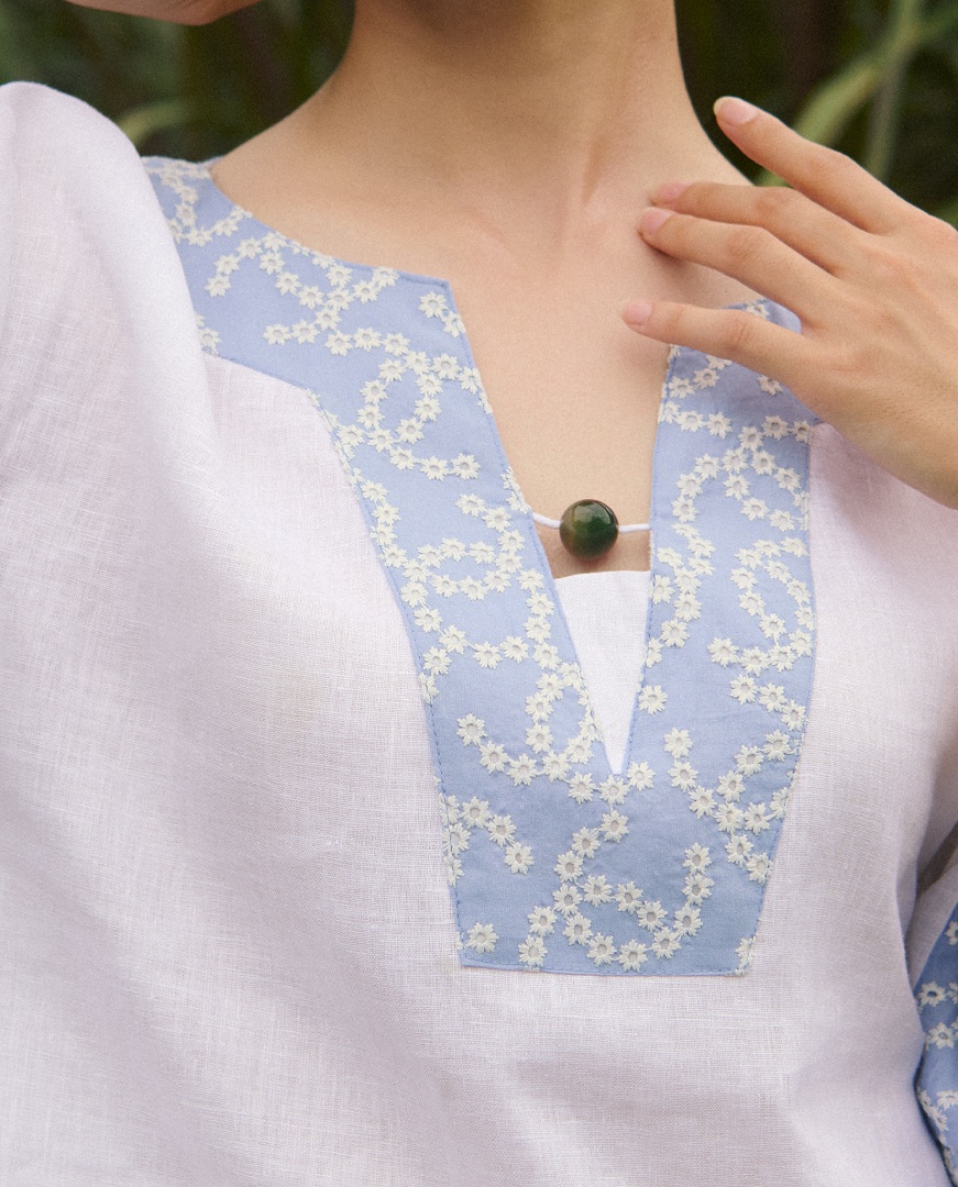 Áo Linen Thêu Thảo TOP233 thời trang thiết kế Hity