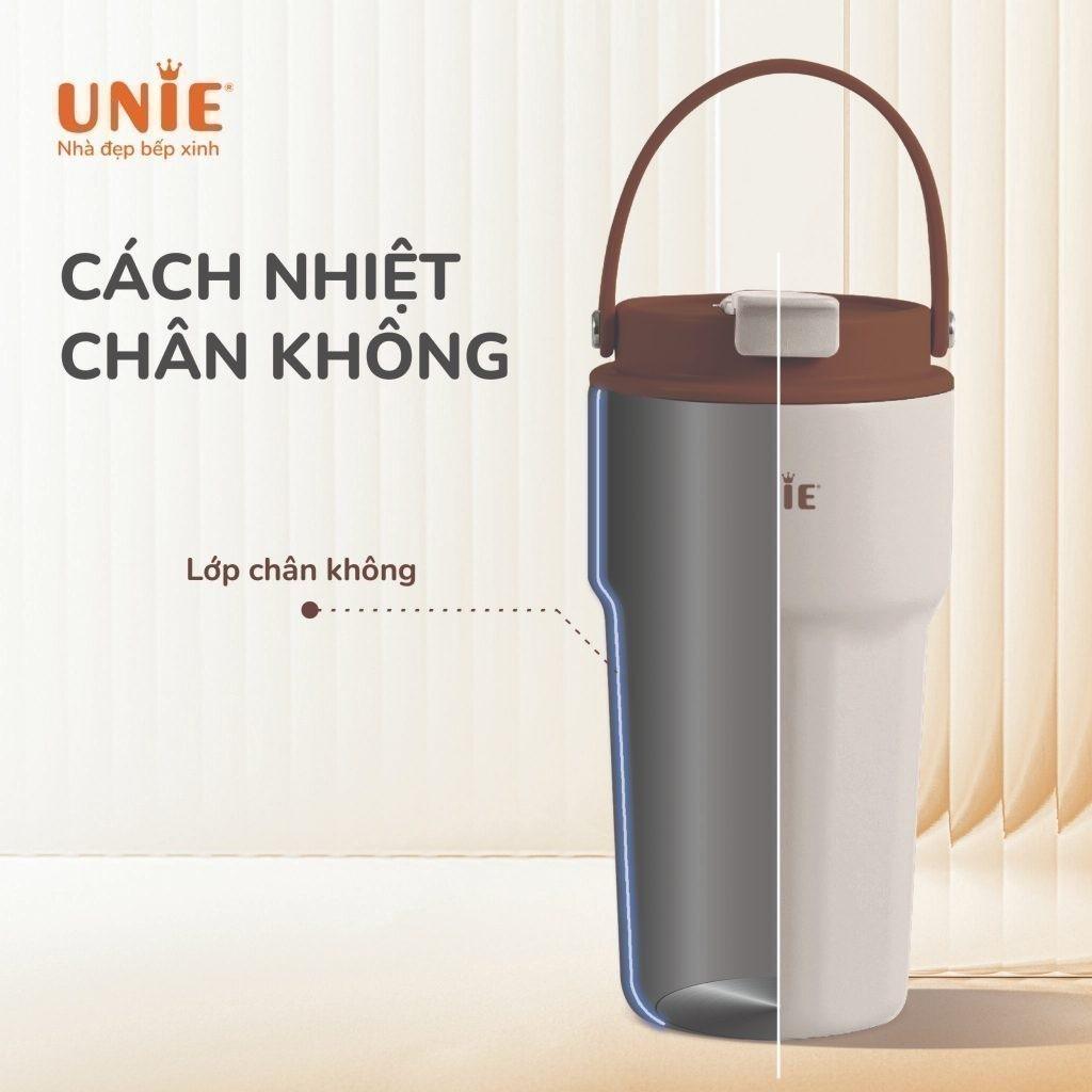 Hình ảnh Cốc giữ nhiệt Unie UMC460, inox 304 cao cấp,cách nhiệt chân không dung tích 450ml, có ống hút, quai xách, đế chống trượt - hàng chính hãng