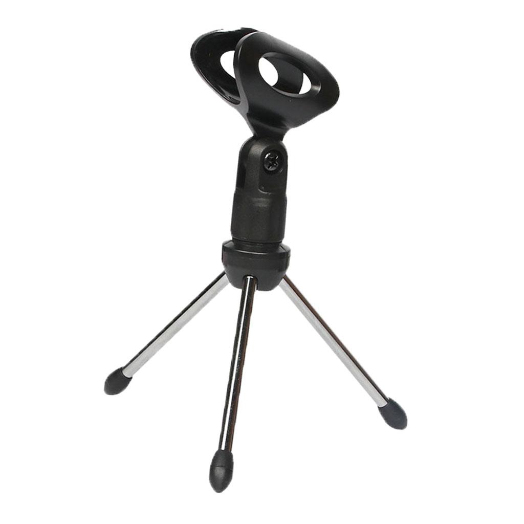 Universal Adjustable Desk Mic Stand Desktop Tabletop Table Top Short Microphone Stand with Non-Slip Mic Clip