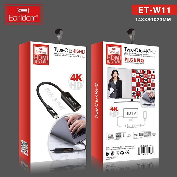 Jack Chuyển Đổi Từ Cổng Type C Ra Cổng HDMI Earldom W11( Độ Phân Giải 4K) - Hàng Chính Hãng