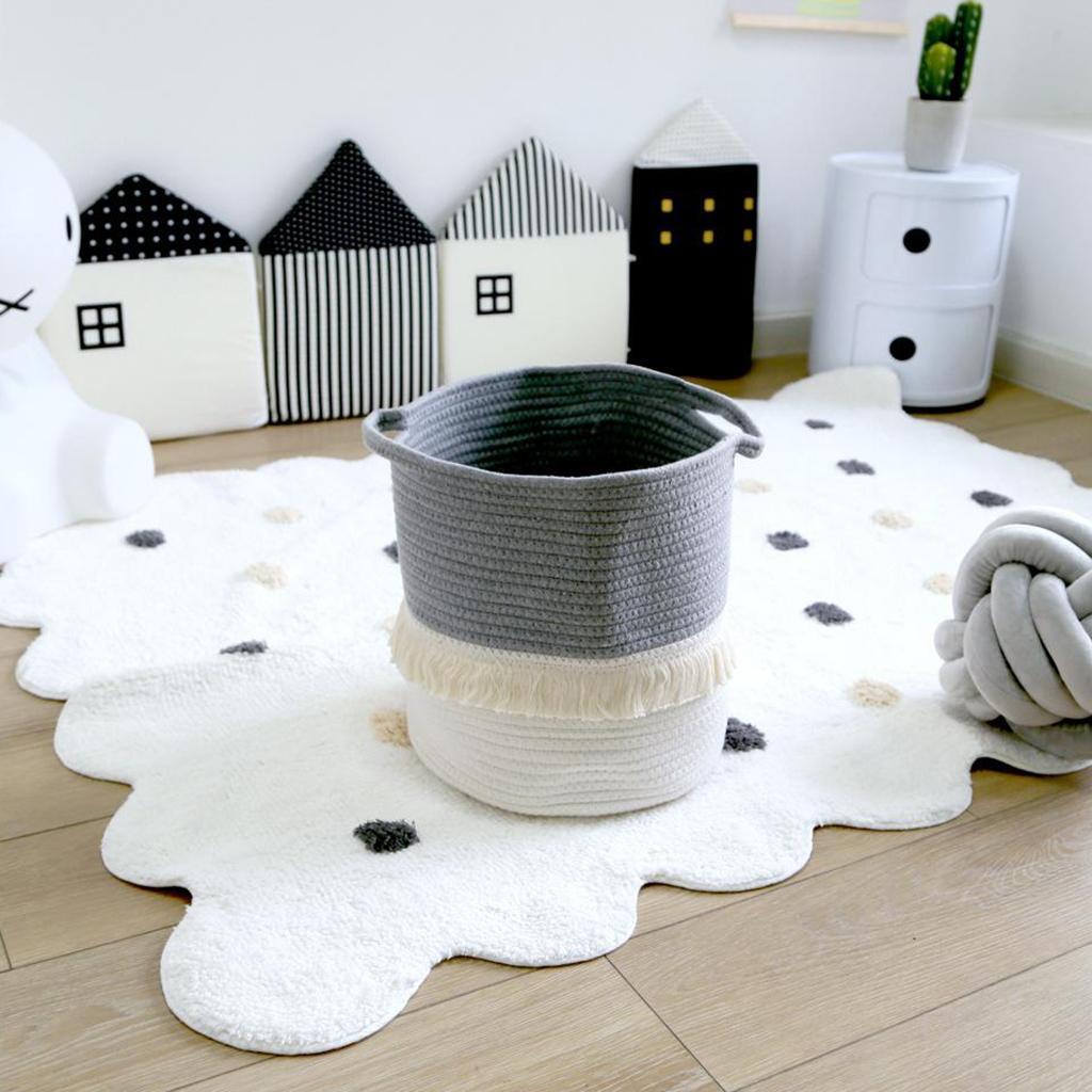 2x Laundry Basket 13 x 12inch Cotton Rope Basket Woven Storage w/ Handle